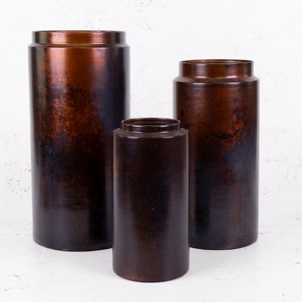 Pots | Planter Trio, Metal, Antique Brown, 39/31.5/23cm, per set Interior Decorations Pots